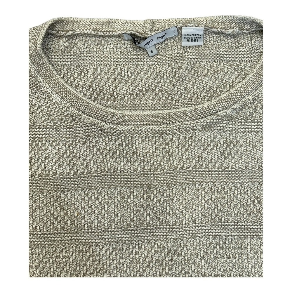 Eight Eight Eight Pullover Sweater Womens S Beige Cotton Long Sleeve Crew Knit - Picture 4 of 9
